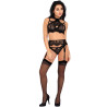 Livco Corsetti Fashion - Majalesa Lc 90526 Soutien-Gorge + Jarretière + Culotte Noir